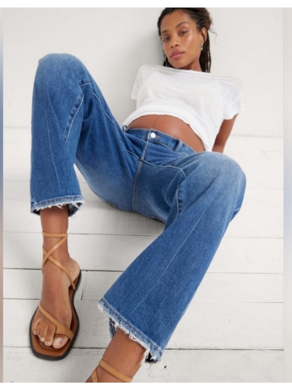Hatch Maternity Relaxed Straight Leg Boyfriend Jeans 27 Under Belly Wedge Panel
